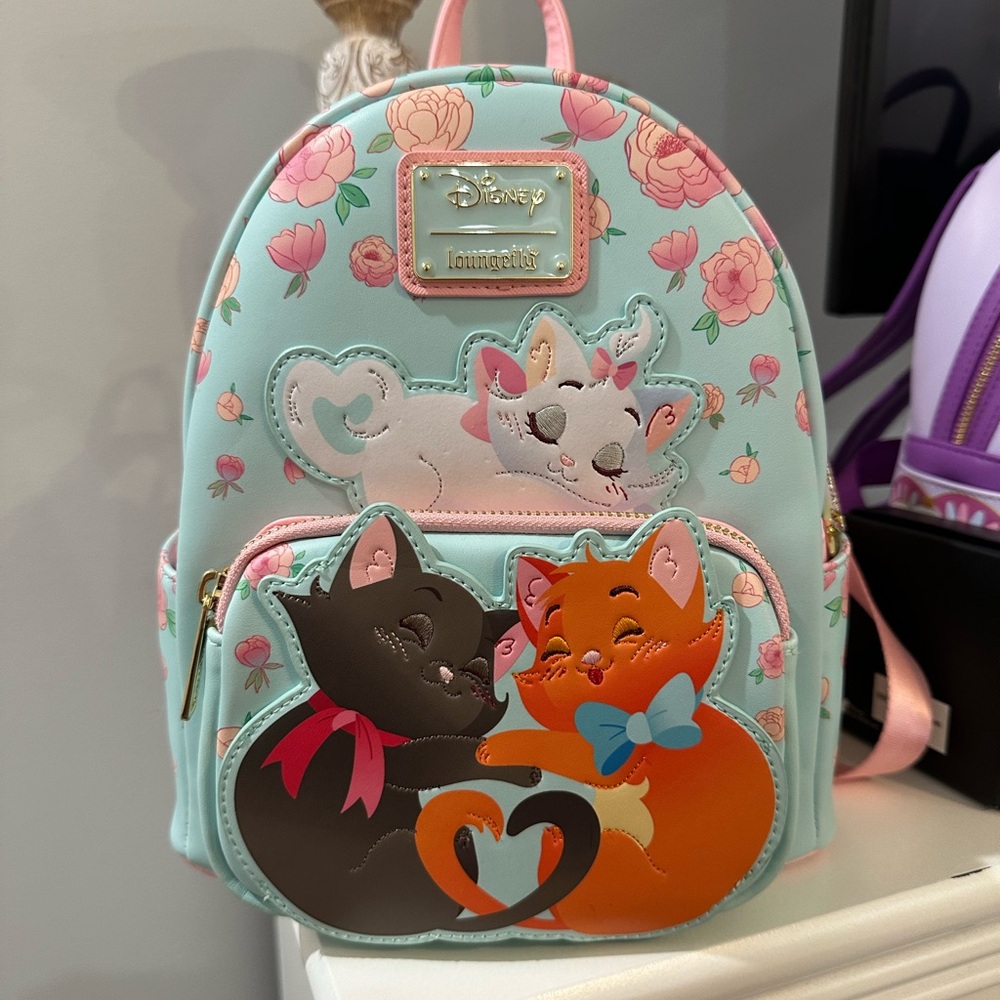 NWOT Loungefly Aristocats Backpack - Light Blue, Black, Orange